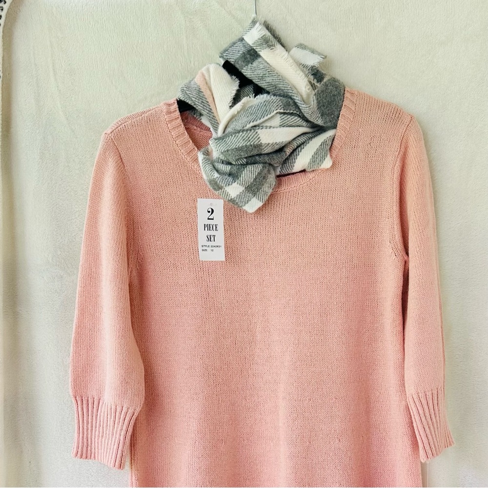 2 piece set winter dress with scarf